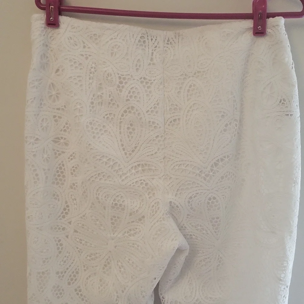 Lauren Ralph Lauren Womens Leodir Scalloped Straight Leg Pants White 8